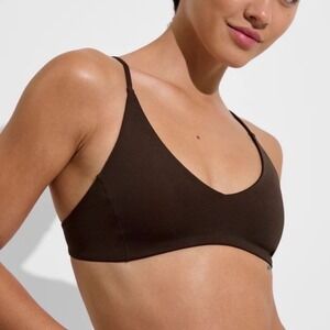 Left On Friday Sunday Bikini Top in Cold Brew Brown Adjustable Straps - XLarge